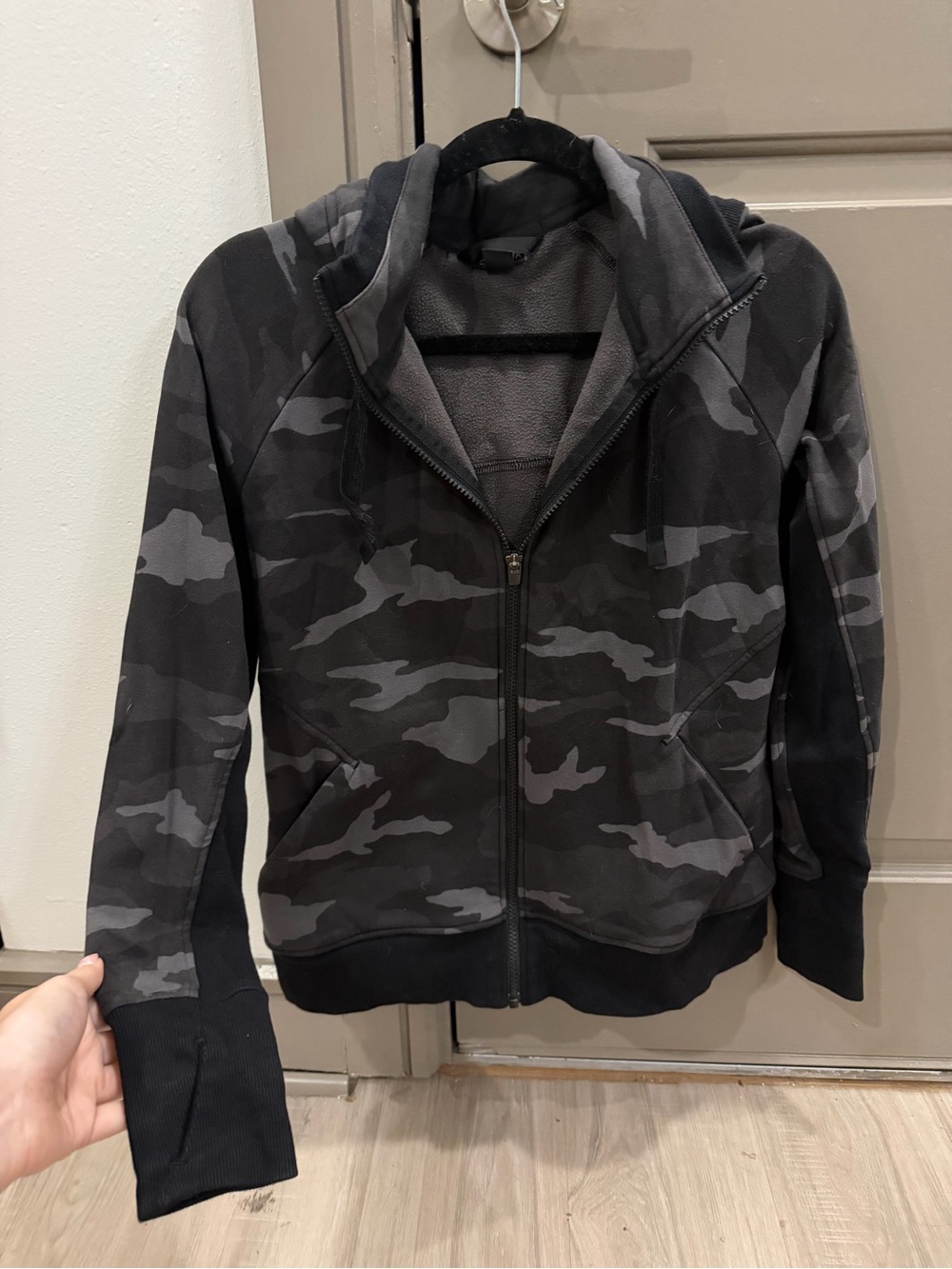 Athleta Black & Gray Camo Zip Hoodie